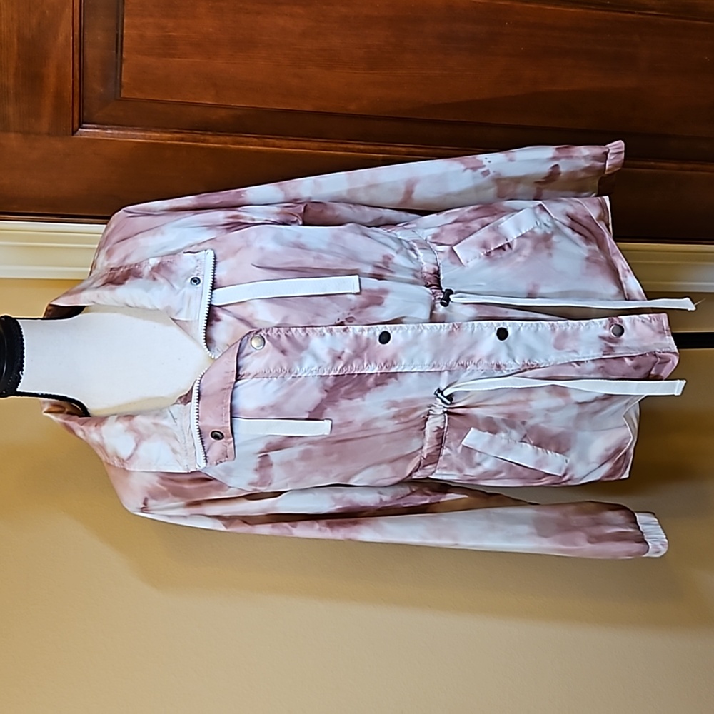 MAURICES JACKET COAT PINK WHITE S SMALL ZIP-UP BUTTONS